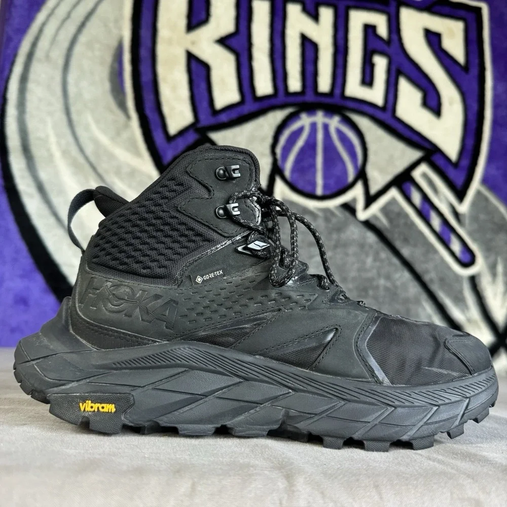 Size 8D - Hoka One One Anacapa Mid Black Gore-Tex GTX Hiking Boots 1122018 BBLC
